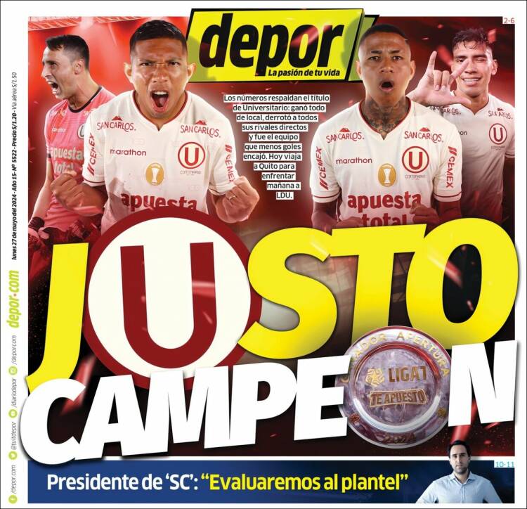 Portada de Depor (Per&uacute;)