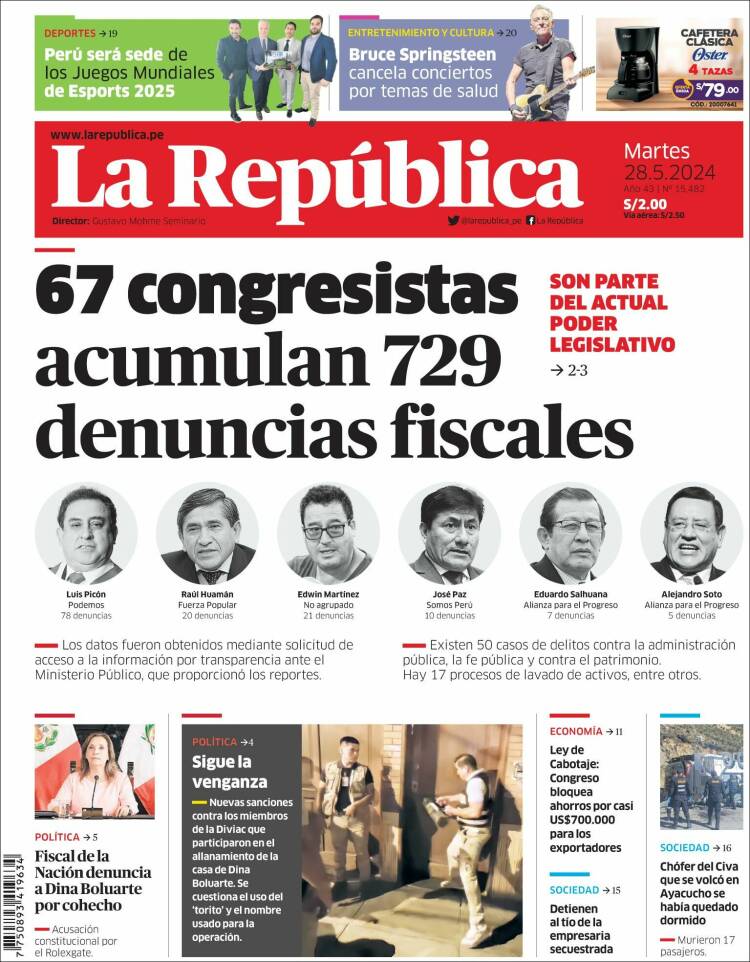 Portada de La Republica (Per&uacute;)