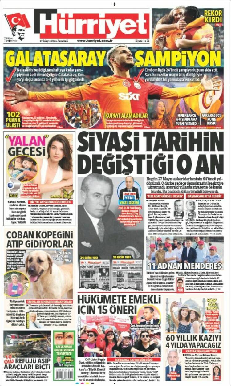Portada de Hürriyet (Turqu&iacute;a)