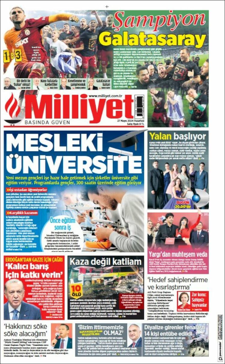 Portada de Milliyet (Turqu&iacute;a)