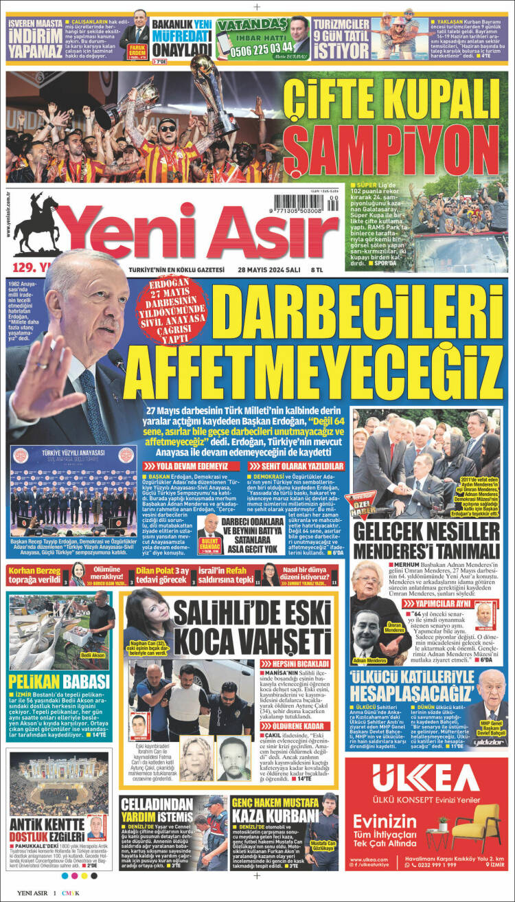 Portada de Yeni Asır (Turqu&iacute;a)
