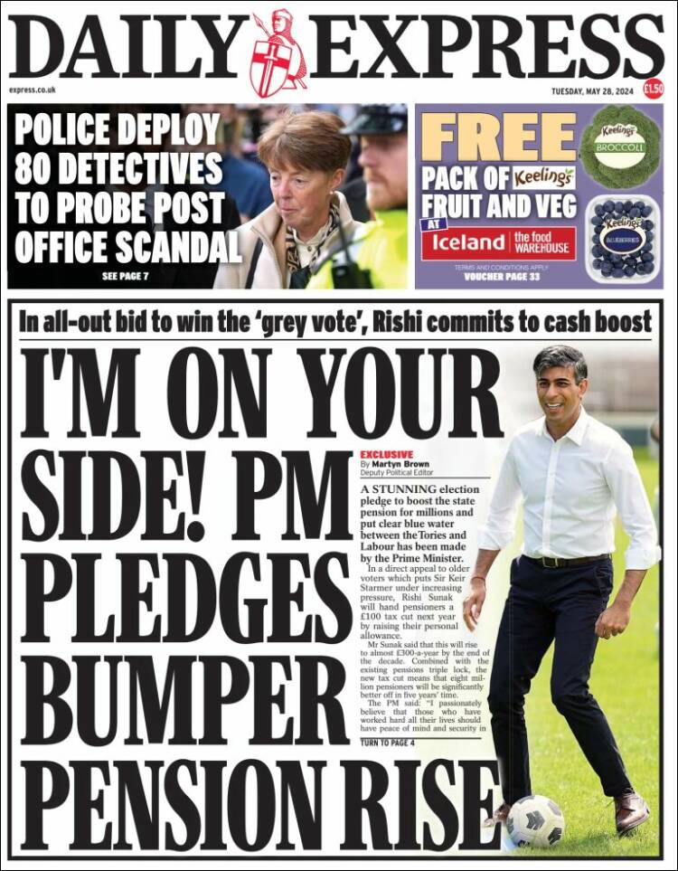 Portada de Daily Express (Reino Unido)