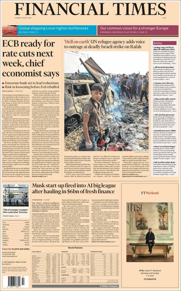 Portada de Financial Times (Reino Unido)
