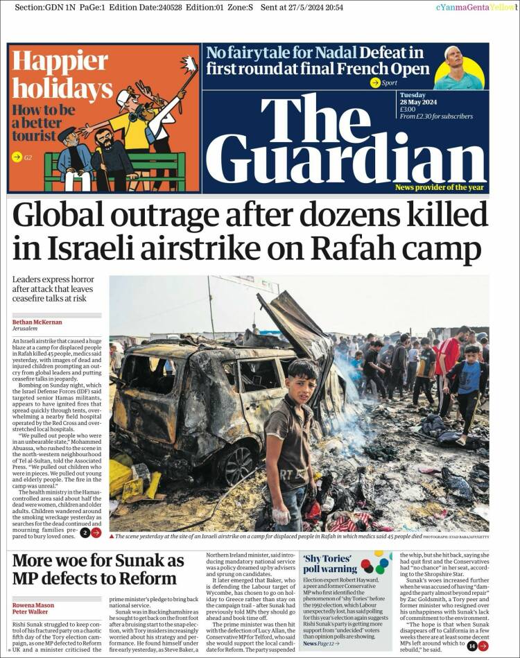 Portada de The Guardian (Reino Unido)