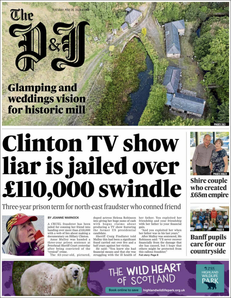 Portada de The Press and Journal (Reino Unido)