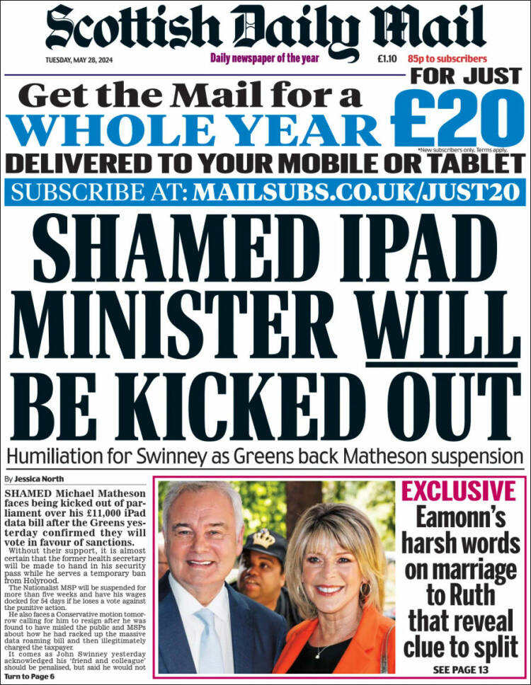 Portada de Scottish Daily Mail (Reino Unido)