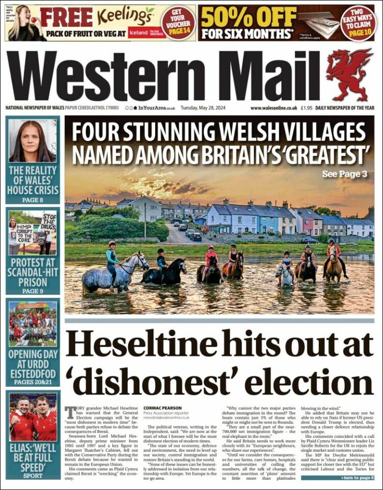 Portada de Western Mail (Reino Unido)