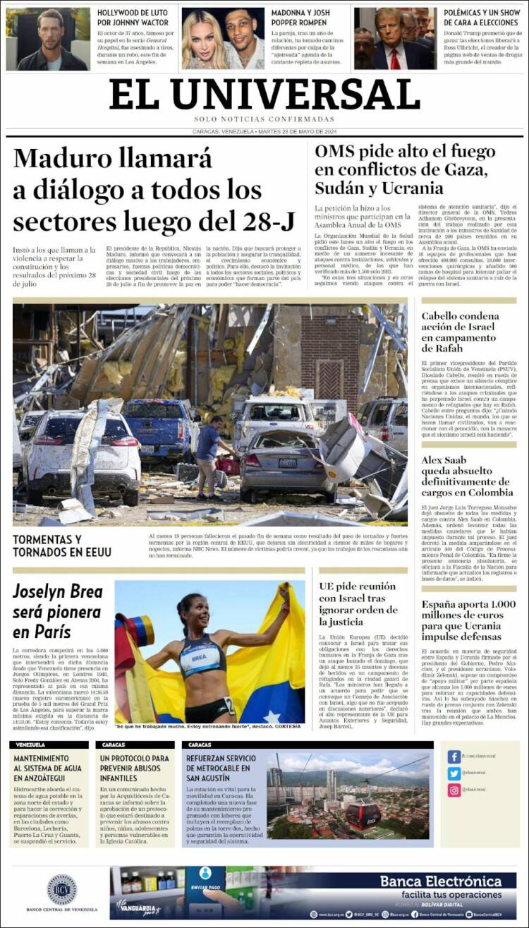 Portada de Universal (Venezuela)