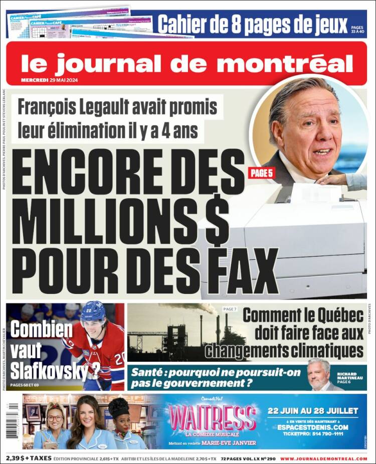 Portada de Le Journal de Montréal (Canadá)