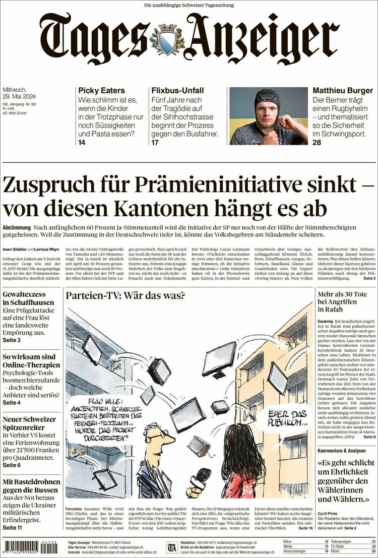 Portada de Tages-Anzeiger (Suiza)