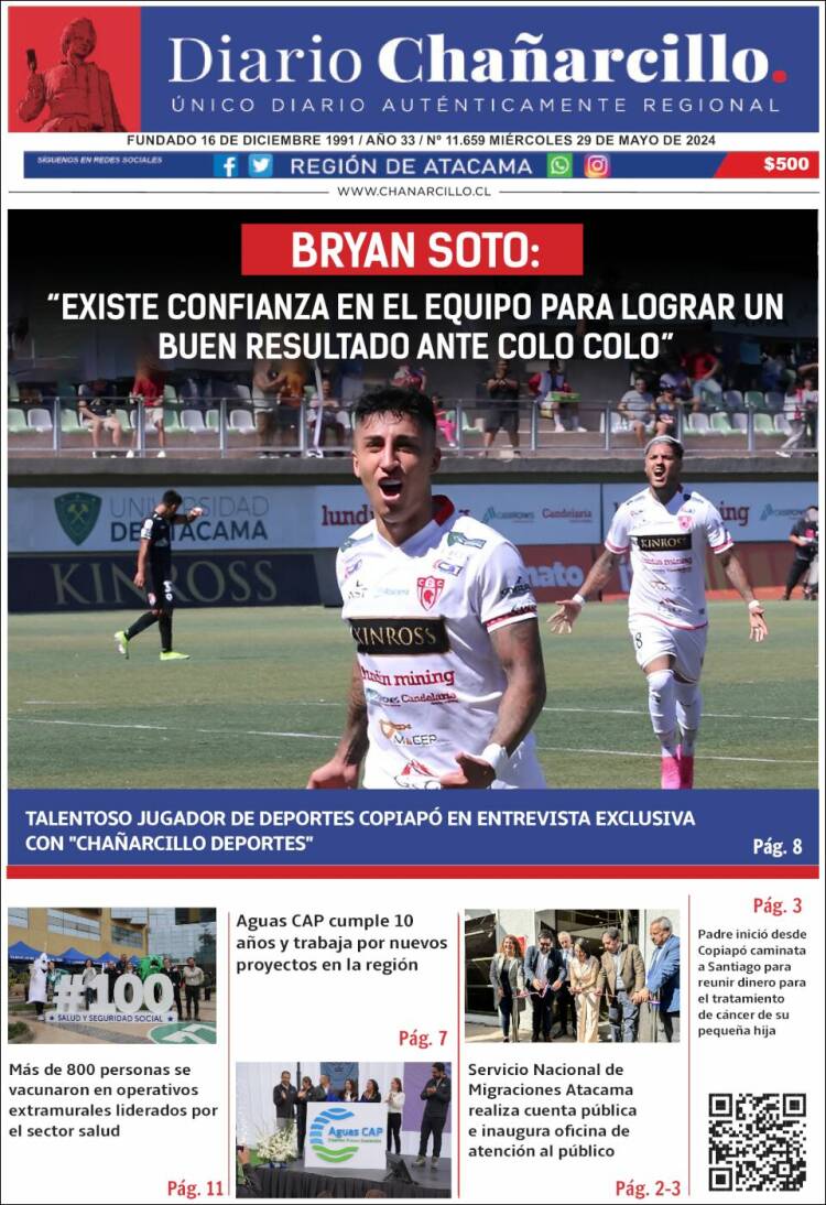 Portada de Diario Chañarcillo (Chile)