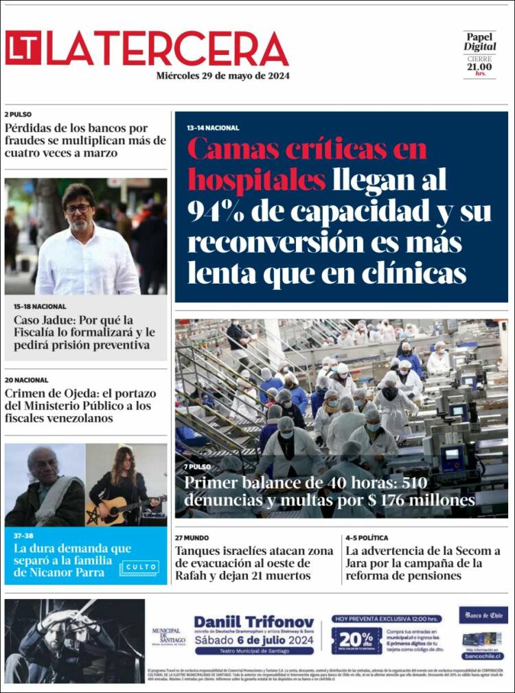 Portada de La Tercera (Chile)