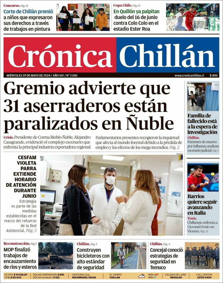 Portada de Crónica Chillán (Chile)