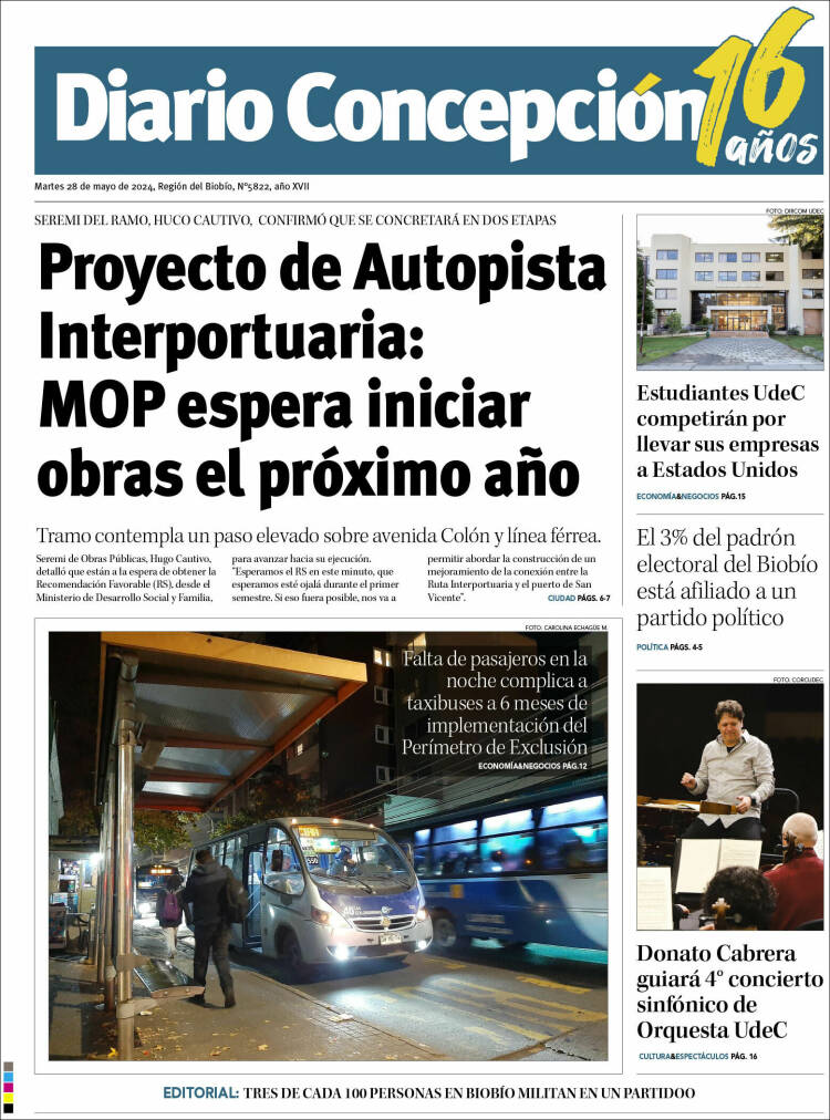 Portada de Diario de Concepción (Chile)