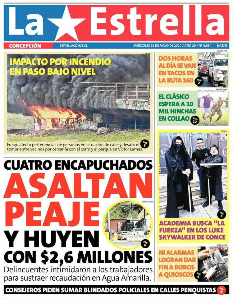 Portada de La Estrella de Concepción (Chile)