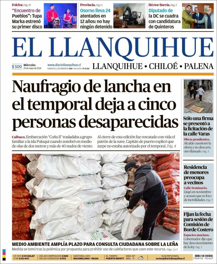 Portada de El Llanquihue (Chile)