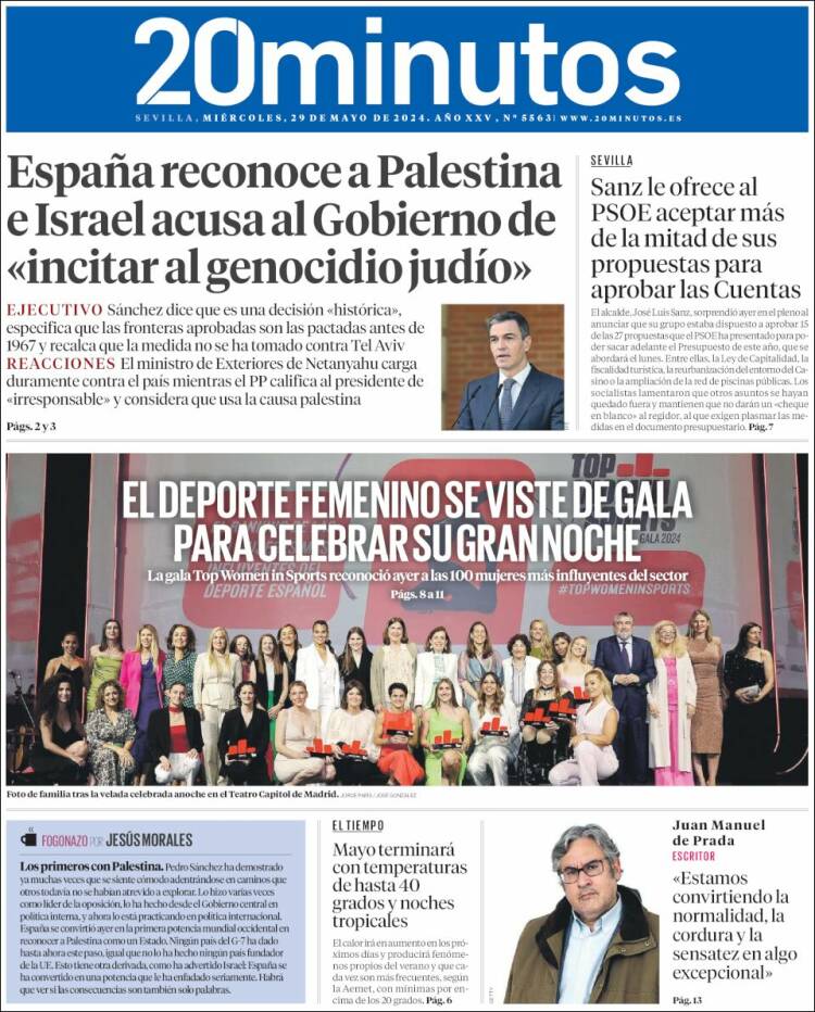 Portada de 20 Minutos - Sevilla (España)