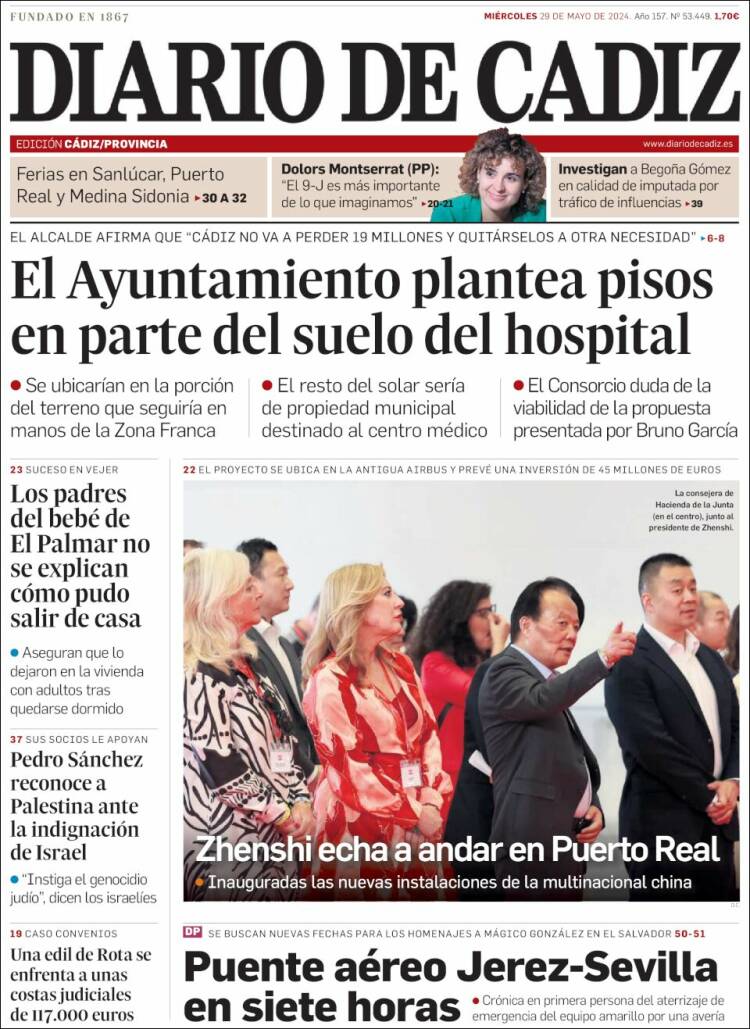 Portada de Diario de Cádiz (España)
