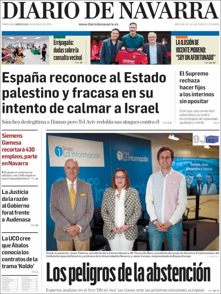 Portada de Diario de Navarra (España)