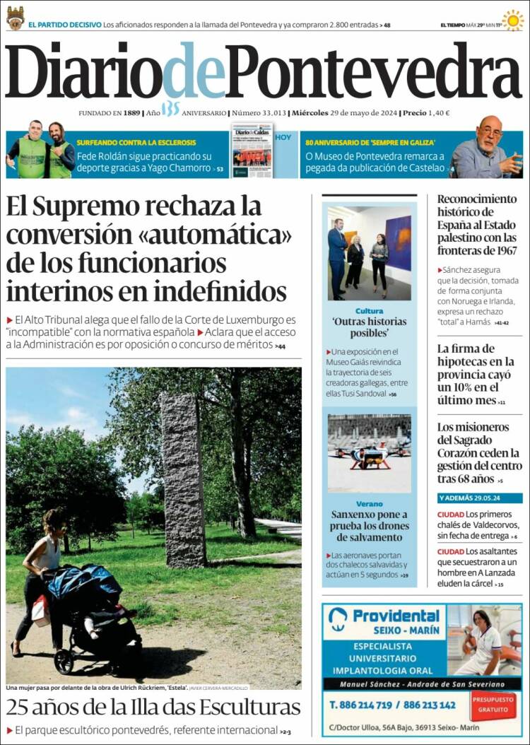 Portada de Diario de Pontevedra (España)