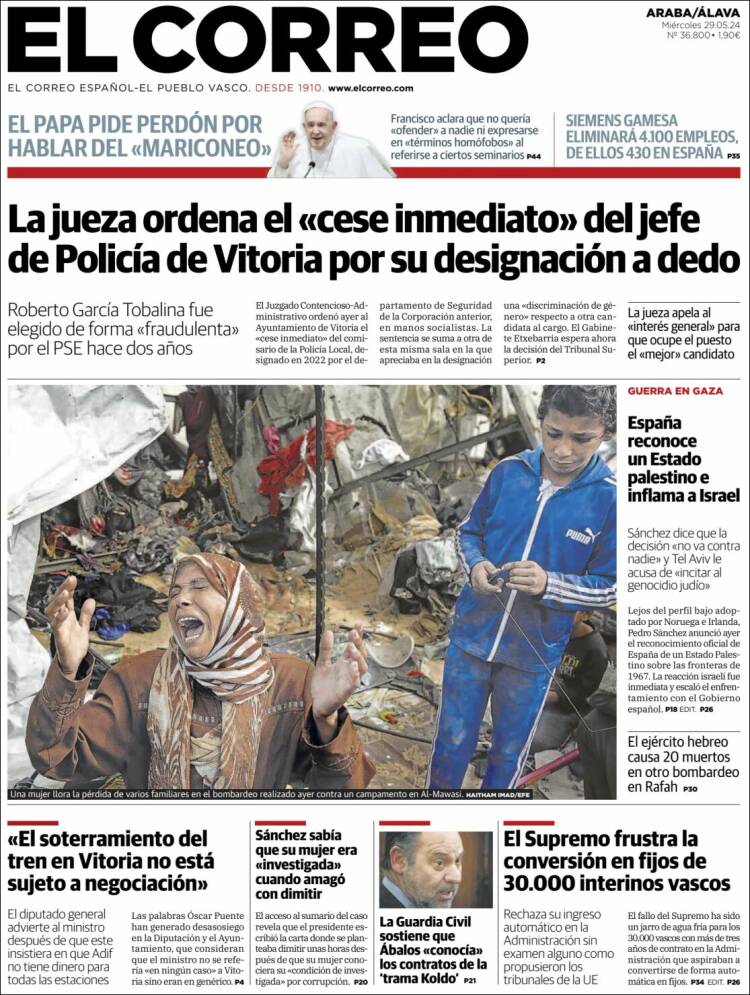 Portada de El Correo - Álava (España)