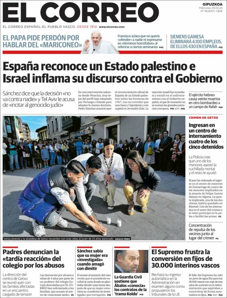 Portada de El Correo - Guipuzcoa (España)