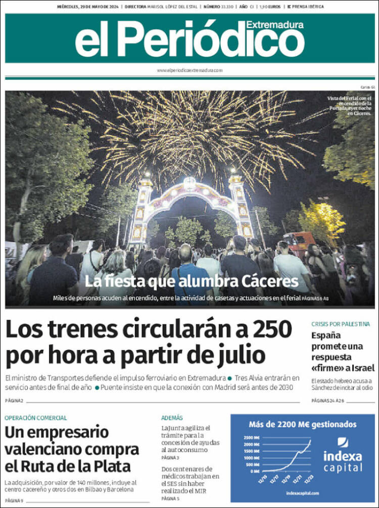 Portada de El Periódico de Extremadura (España)