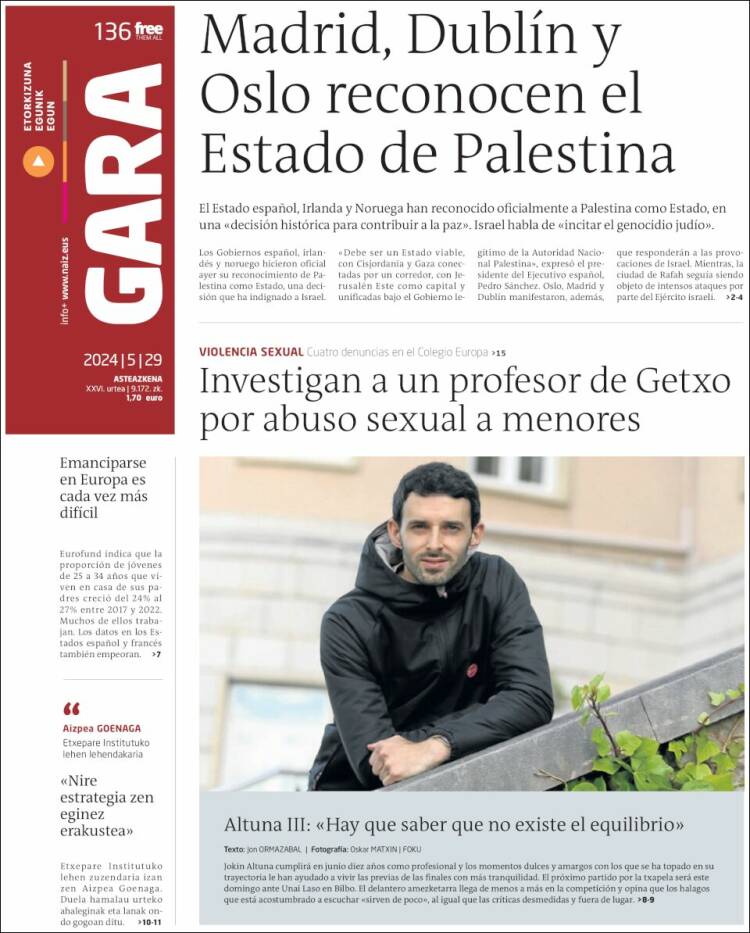 Portada de Gara (España)