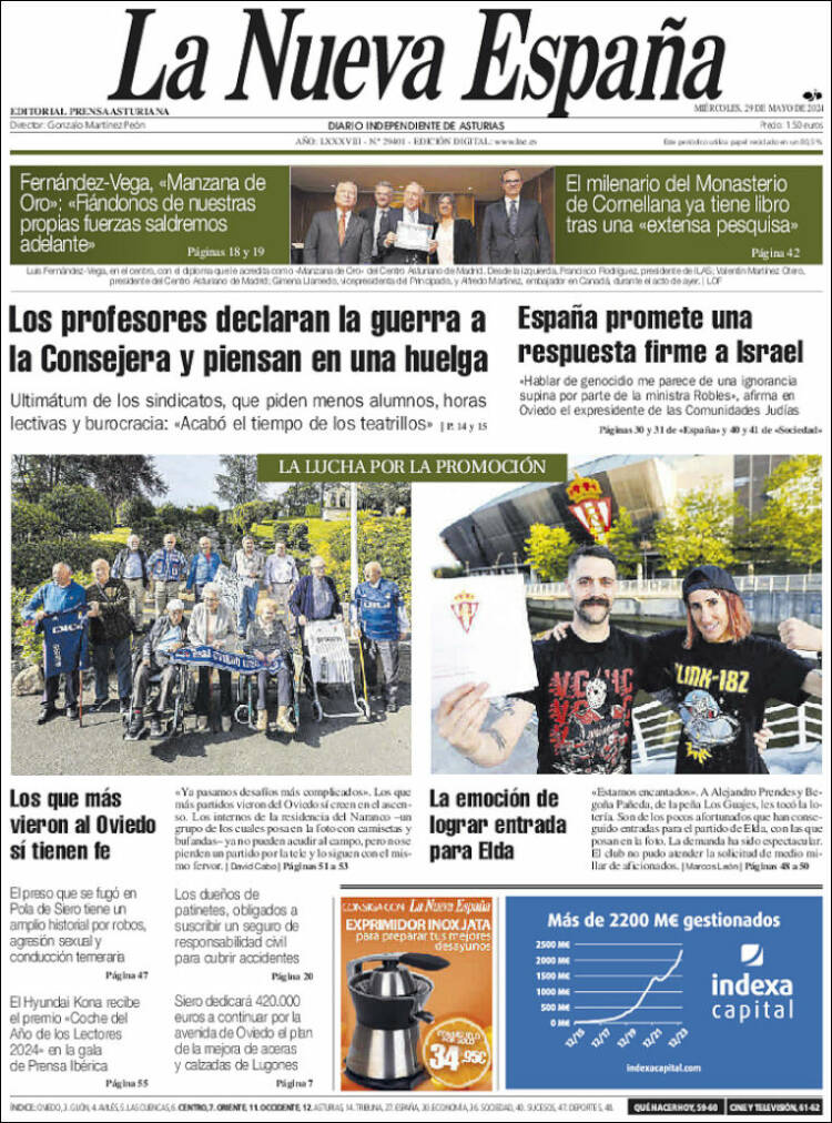 Portada de La Nueva España (España)