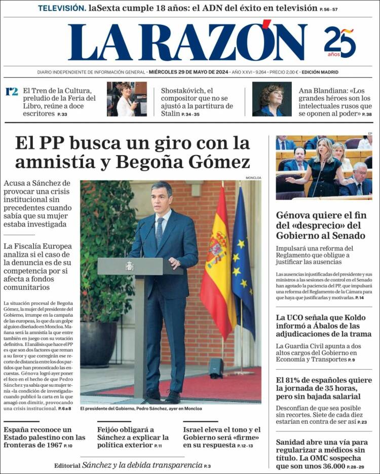 Portada de La Razón (España)