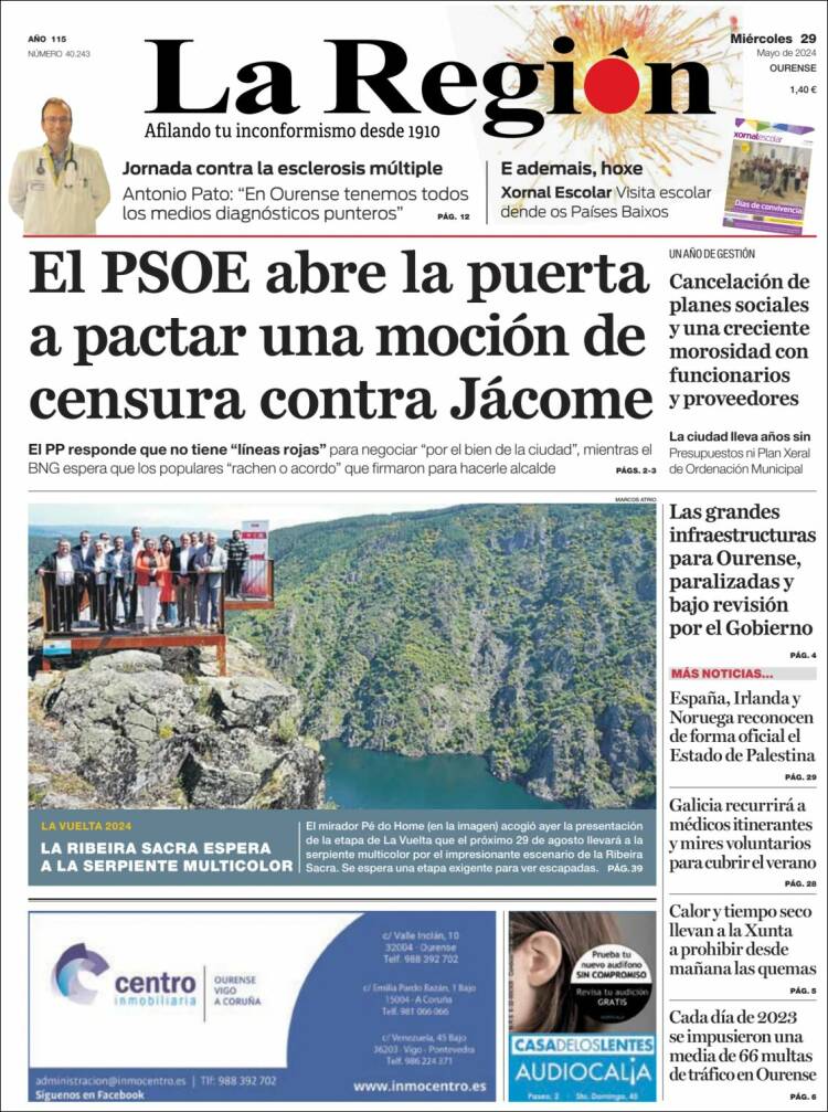 Portada de La Región de Ourense (España)