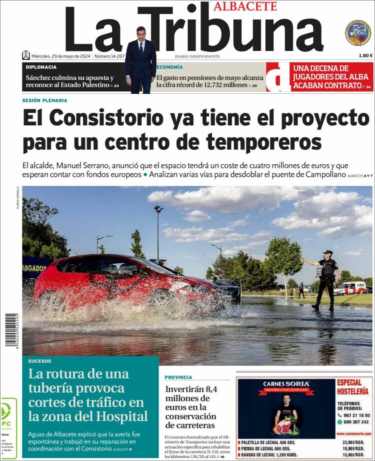 Portada de La Tribuna de Albacete (España)