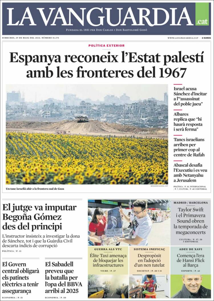 Portada de La Vanguardia (España)