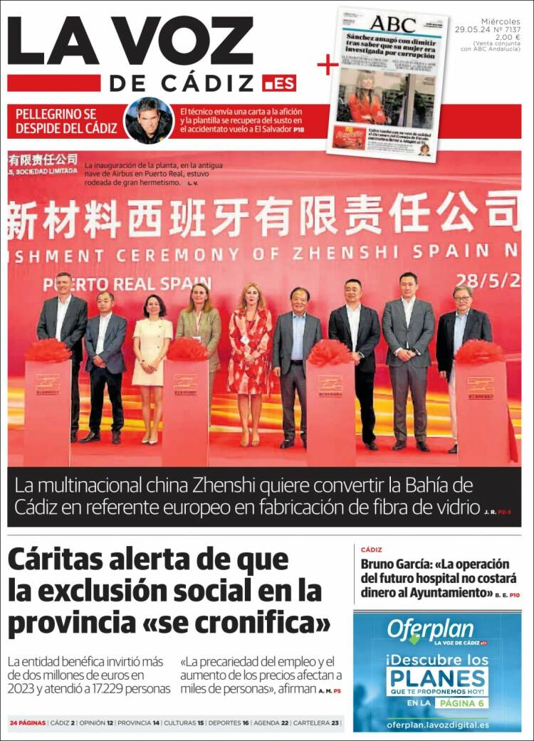 Portada de La Voz de Cádiz (España)