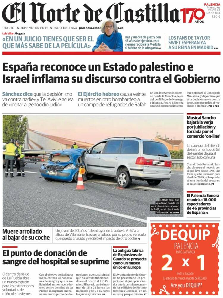 Portada de Norte de Castilla - Palencia (España)