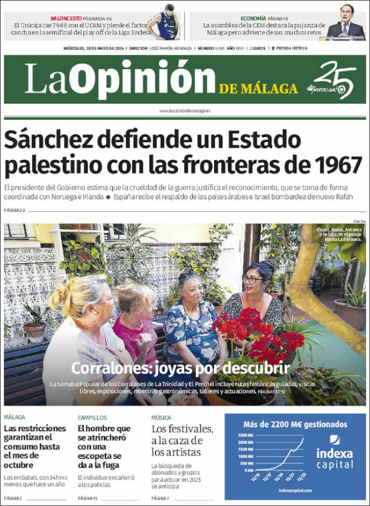 Portada de La Opinión de Málaga (España)