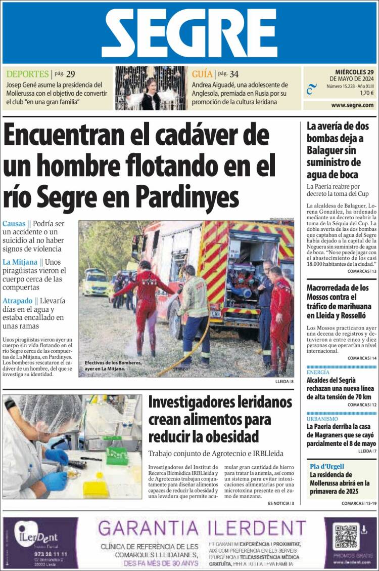 Portada de Segre  (España)