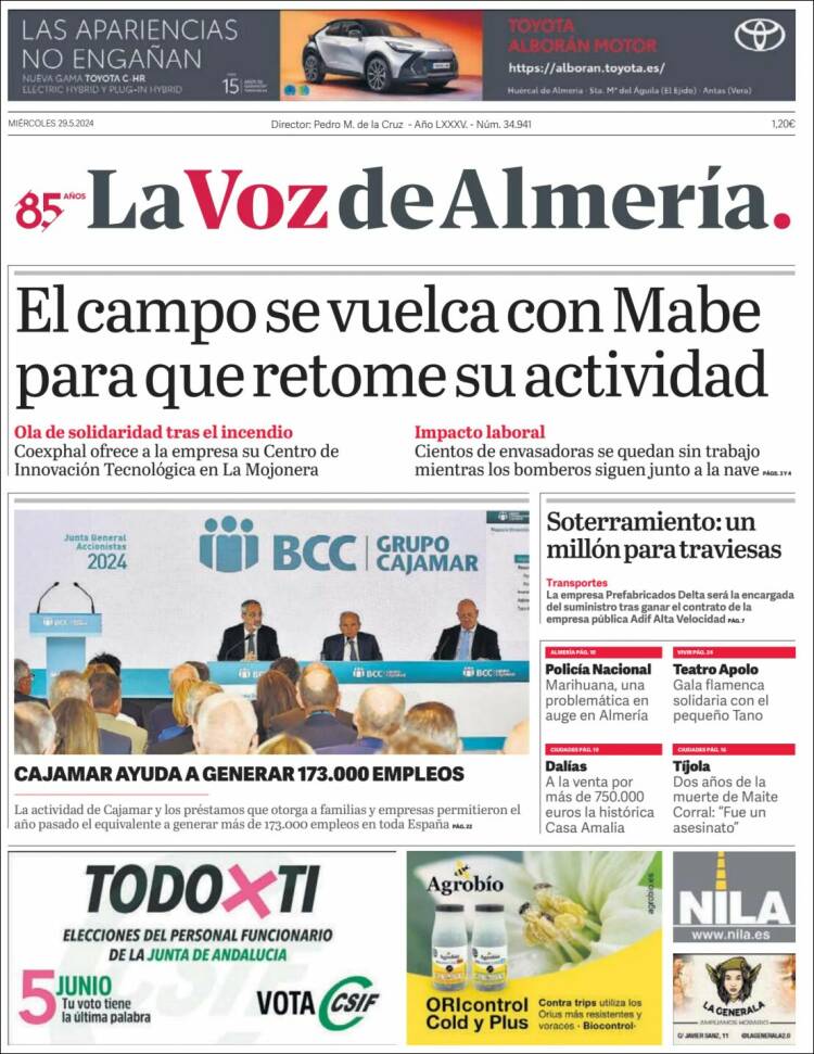 Portada de La Voz de Almería (España)