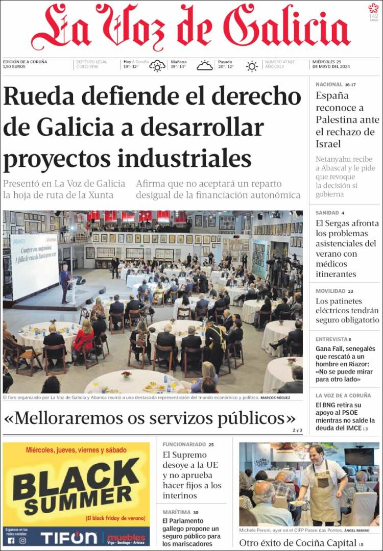 Portada de La Voz de Galicia (España)