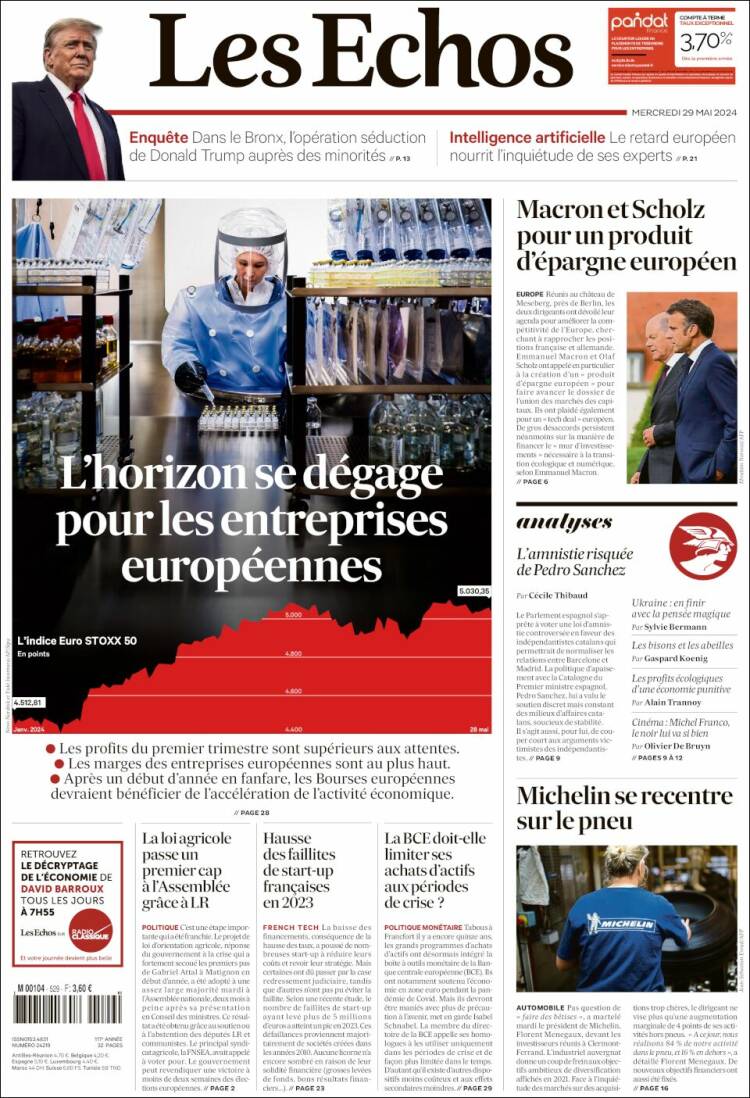 Portada de Les Echos (Francia)