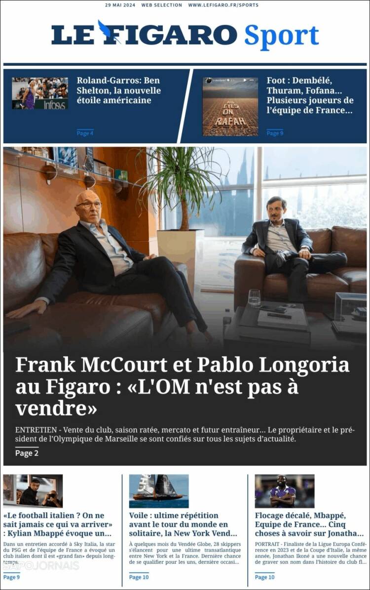 Portada de Le Figaro Sport (Francia)