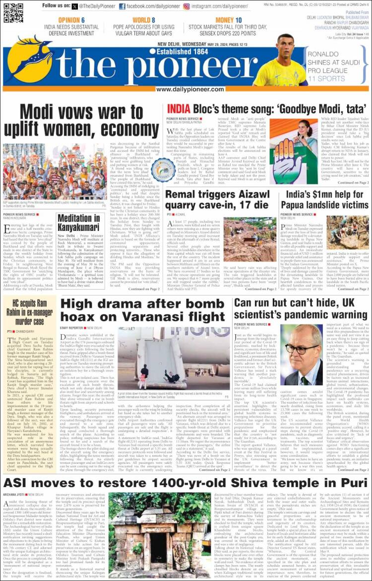 Portada de The Pioneer (India)