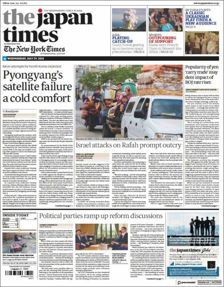 Portada de The Japan Times (Jap&oacute;n)