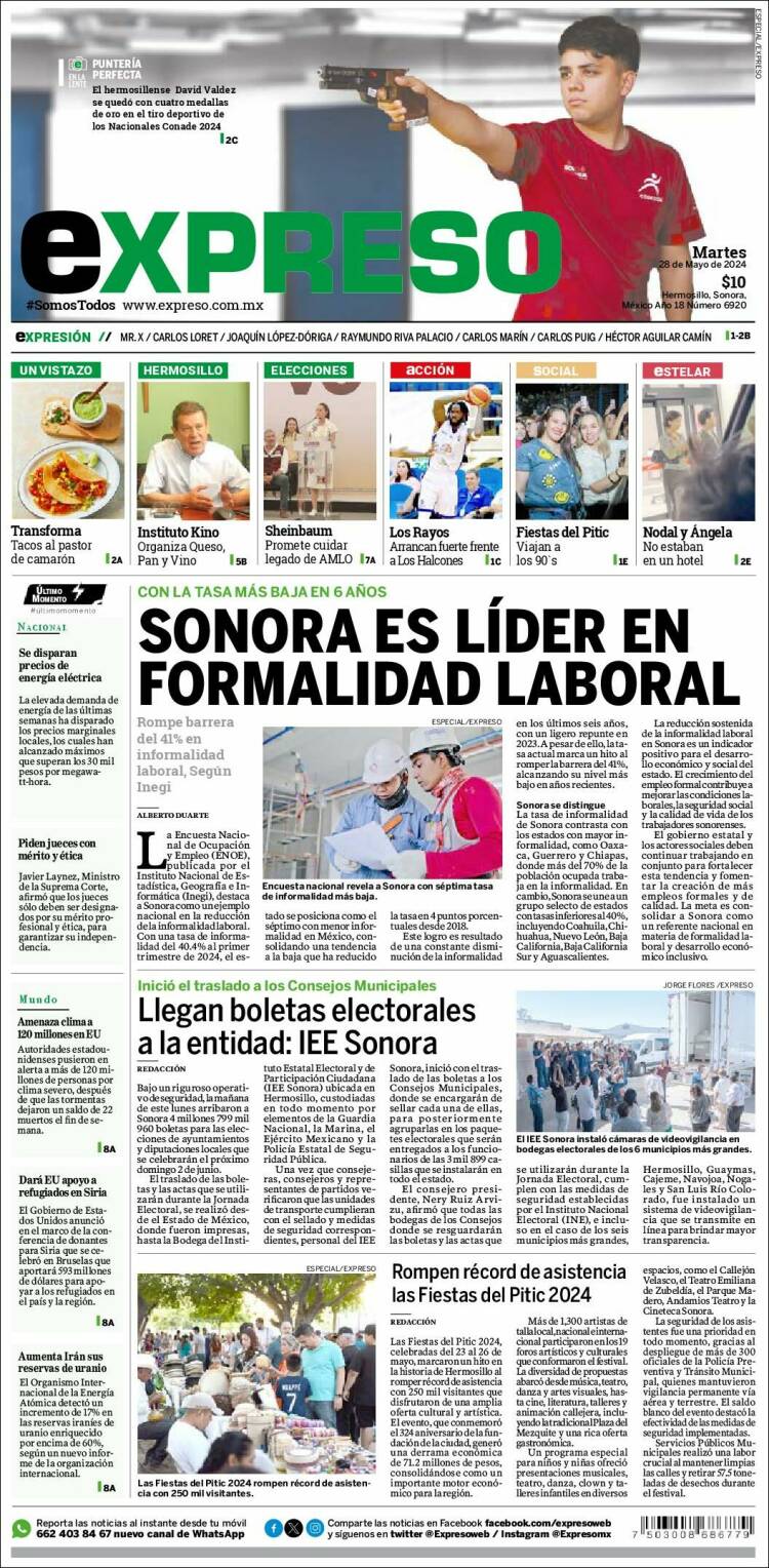 Portada de Expreso (M&eacute;xico)