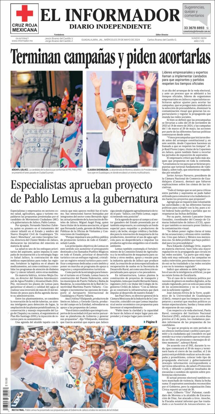 Portada de El Informador (M&eacute;xico)