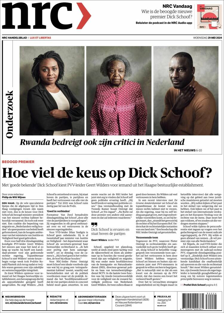 Portada de NRC Handelsblad (Pa&iacute;ses Bajos)
