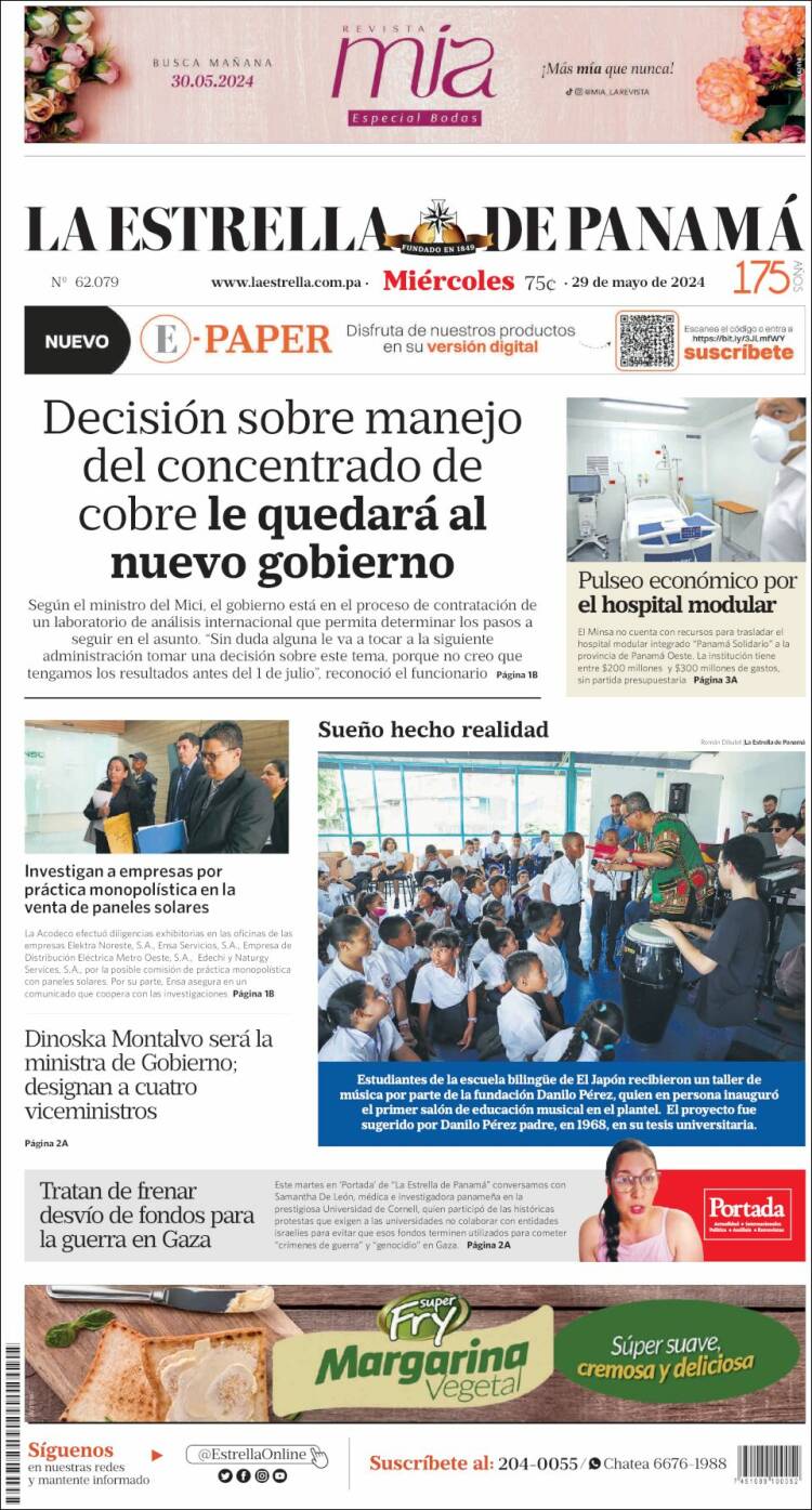 Portada de La Estrella de Panamá (Panam&aacute;)