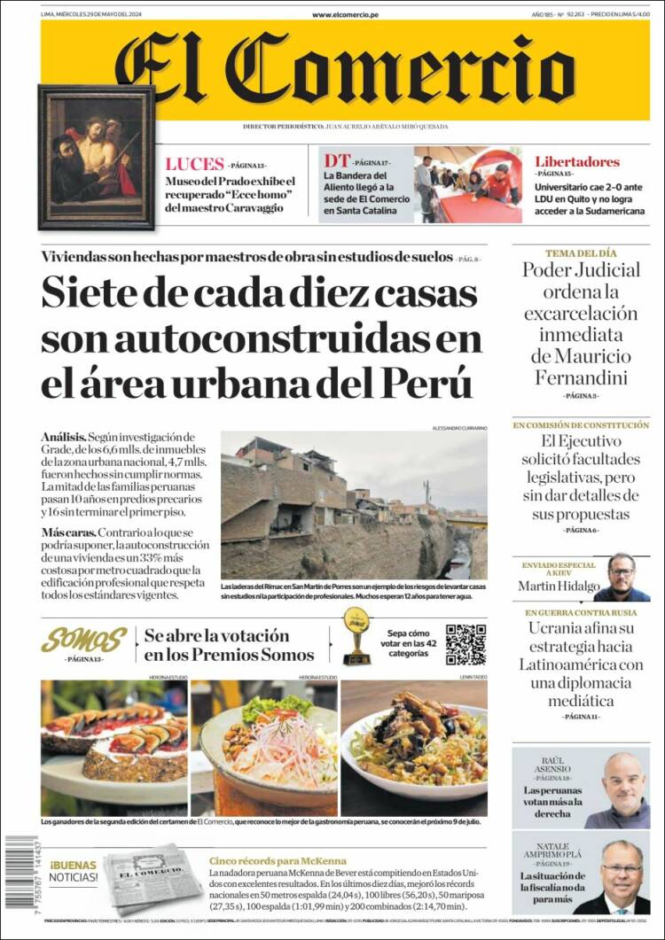 Portada de El Comercio (Per&uacute;)