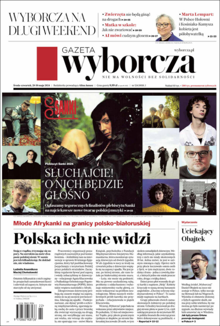 Portada de Gazeta Wyborcza (Polonia)