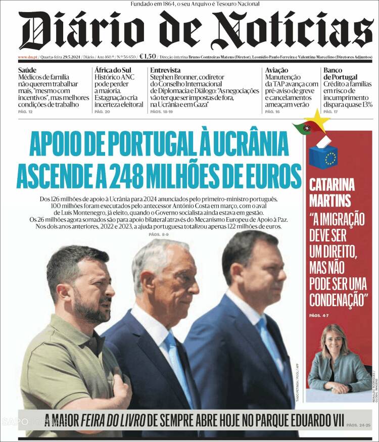 Portada de Diário de Noticias (Portugal)